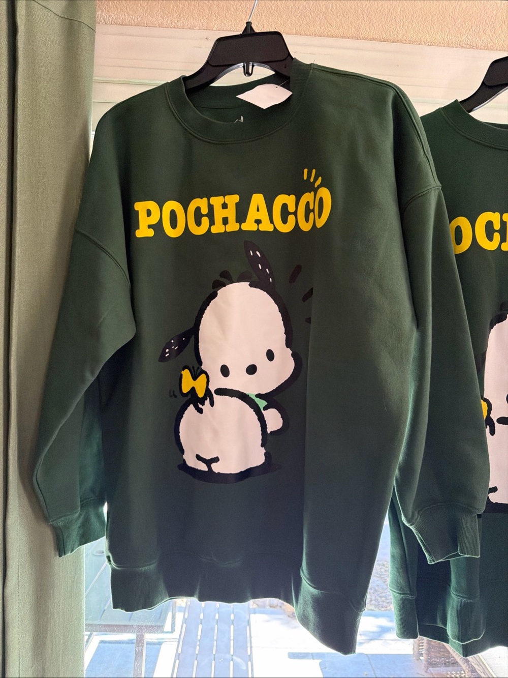Pochacco large Sweatshirt Green Cotton Blend Bow Long Sleeve NWT Stylish
